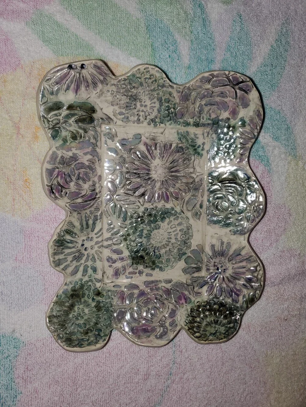 Vintage Floral Handmade Decorative Ceramic Tray